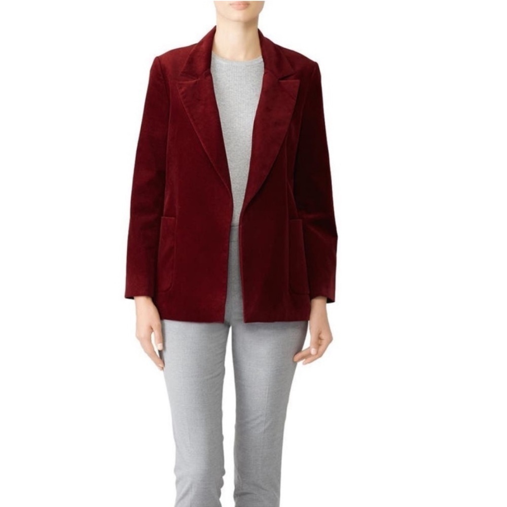 MIH Jeans‎ Velvet Robin Blazer Jacket Red Burgundy Old Money Velor Classy